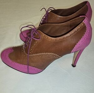 Cole Haan X Nike Air Lucinda Oxford Brown And Pink Leather Wingtips Pumps